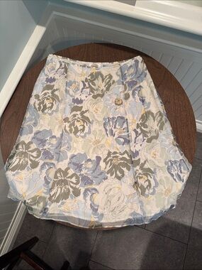 Talbots Pastel Floral Circle Skirt in Blue, Sage & Cream